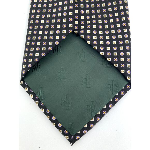 Lauren Ralph Lauren Necktie 100% Silk Black Label Geometrical Pattern 3.75/58 - Picture 4 of 9
